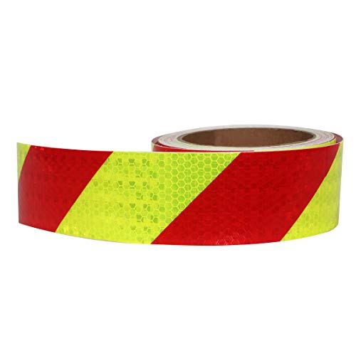 AISEY Reflective Tape Conspicuity Waterproof Yellow/Red Safety Caution Strips Tape Outdoor, Reflector Hazard Tape Stickers, Trailer Reflectors 2” X 30ft - Image 2