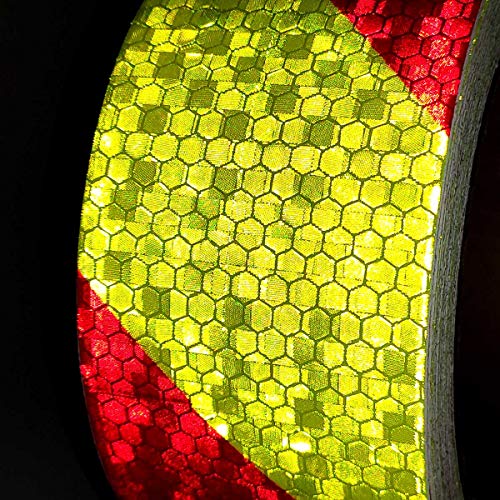 AISEY Reflective Tape Conspicuity Waterproof Yellow/Red Safety Caution Strips Tape Outdoor, Reflector Hazard Tape Stickers, Trailer Reflectors 2” X 30ft - Image 4