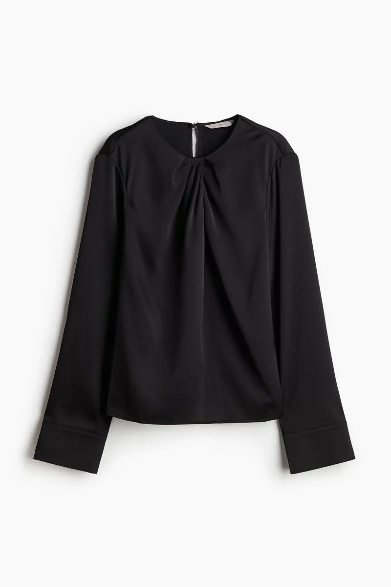 اتش اند ام Pleat-Detail Satin Blouse