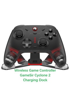 جهاز تحكم ألعاب لاسلكي كلاسيكي GameSir Cyclone 2 لجهاز الكمبيوتر / ستيم / سويتش / أندرويد / آي أو إس مع مصباح RGB وصوت لاسلكي وقبضة خطية ومفتاح مصغر ومفتاح ذو محاور ستيّة وموصل شحن من الألمنيوم الأسود