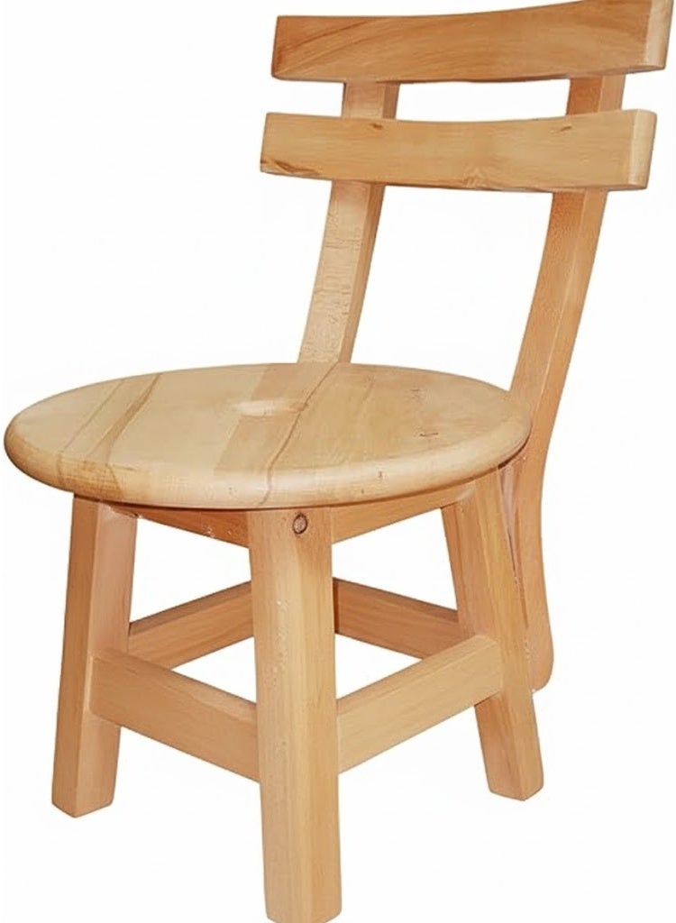 A small wooden chair with a backrest suitable for the and children Durable and made of natural wood the seat height is 30 cm- beige color