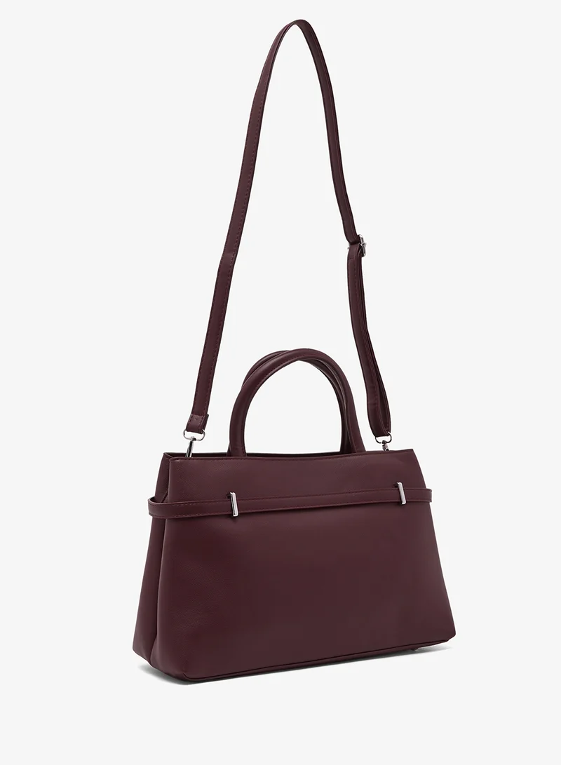 ايلا Structured Satchel Bag With Buckle Detail