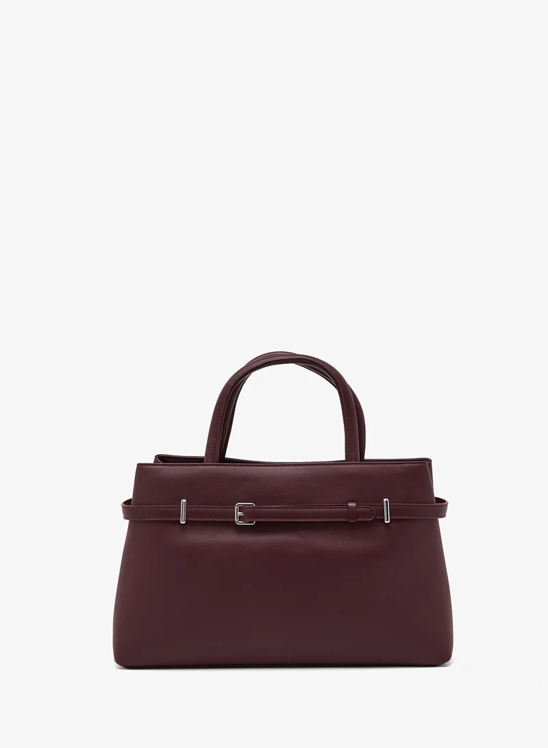 ايلا Structured Satchel Bag With Buckle Detail