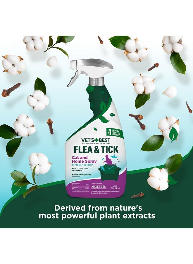 Vet's Best Vet’s Best Flea & Tick Home Spray for Cats - Cotton Spice Scent Cat Flea & Tick Aid - Made in The USA - Flea & Tick Gentle Mist for Cats - 32 oz  - Image 2