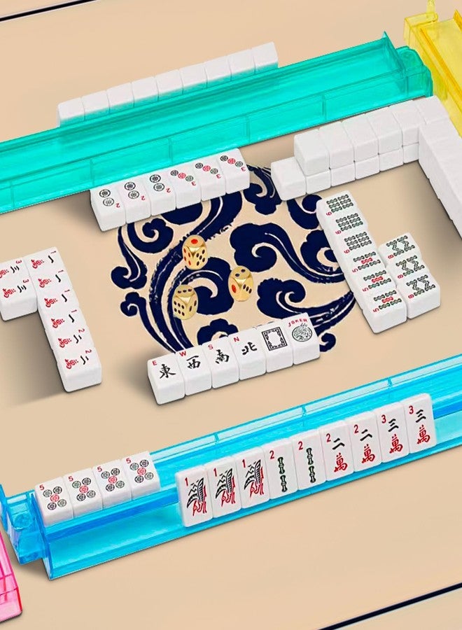 Taikula New American Mahjong Game Set, 166 Premium White Tiles with Portable Metal Dices, 4 All-in-One Racks with Pushers, Mah-Jong Games Sets, Ma Jong Tile Game (Red) - Image 5