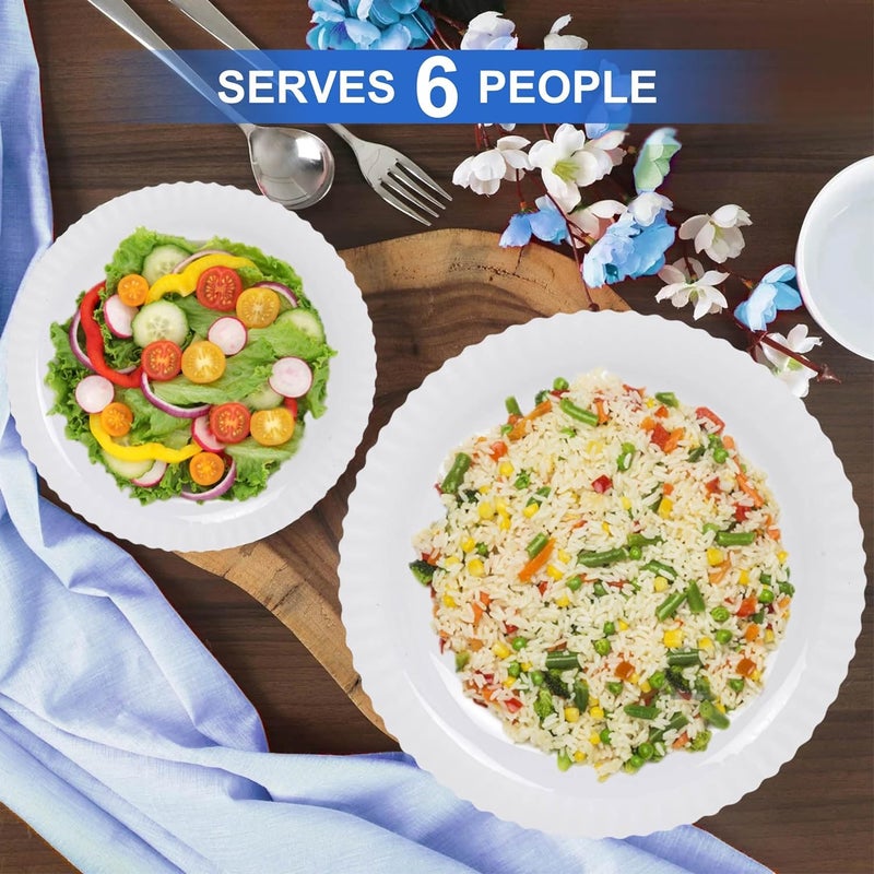 Dvijisha Unbreakable Designer Plastic Light Weight Dinner Set of 36 pcs 6 Full Plates 6 Quarter Plates2 Serving Bowl with 2 lids12 Veg Bowls2 Serving Spoons and 6 Spoons Multicolor - Image 5
