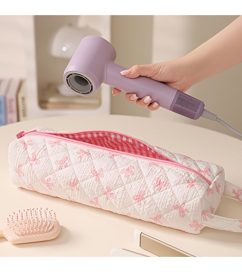 Hair Styling Tool Storage Bag Bow Tie Dustproof Pouch For Dryer Curling Iron Salon - Image 2