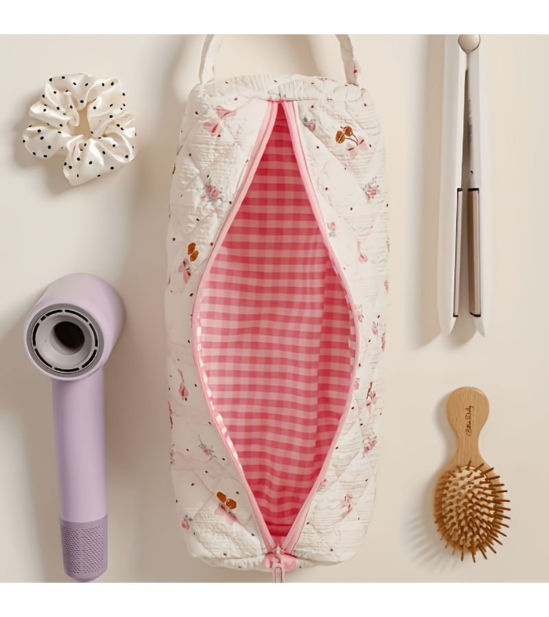 Hair Styling Tool Storage Bag Bow Tie Dustproof Pouch For Dryer Curling Iron Salon - Image 1