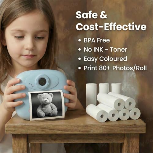 VikriDA Non-Sticky Thermal Paper Roll 2.5 Inch (58mm) White for Mini Thermal Printers, Kids Camera & Billing – Set of 5Pcs - Image 2