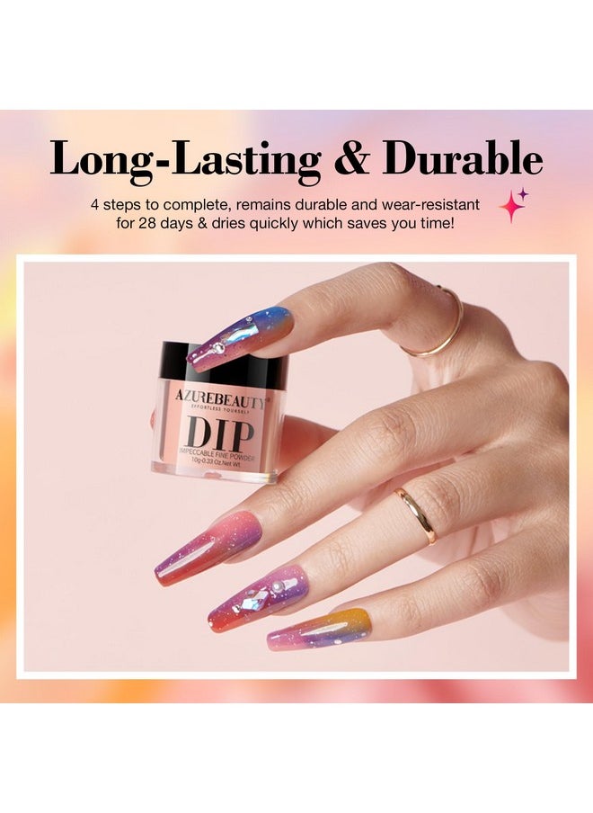 AZUREBEAUTY AZUREBEAUTY Color Changing Dip Powder Nail Kit Starter Fall Winter Glitter Pink Blue Purple Orange Mood Temperature Change Dipping Powder Liquid Set with Base Top Coat Activator for Home Manicure Gift  - Image 3