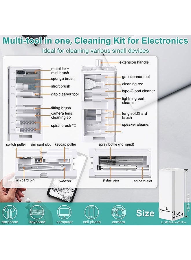 MXN 32 in 1 Multifunctional Cleaner Kit for Electronic Devices - Keyboard Cleaning Kit with Brush, Computer Laptop Cleaner Kit, Phone Cleaning Tool, Multi-Function Cleaner Kit for Earbuds, Cellphones, PC, Screens, Camera Lens, Electronics Devices (White) - Image 2