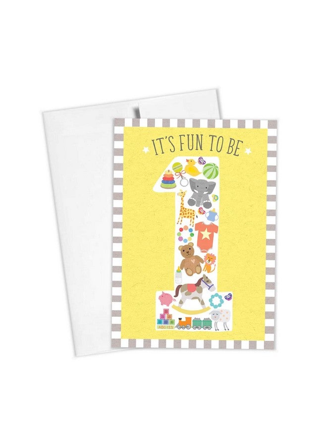 تايني إكسبريشنز بطاقة عيد ميلاد أول للولد أو البنت مع مغلف مقاس 5 × 7 بوصة (بطاقة عيد ميلاد أول) - Image 1