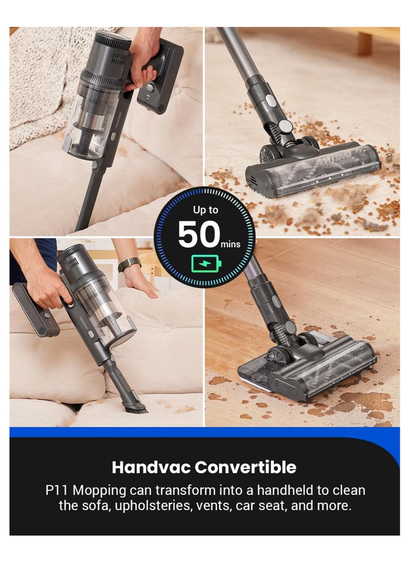 Proscenic - P11 Mopping Cordless Vacuum Cleaners for Home, 35Kpa Stick Vacuum Cleaner With Wet Mop Combo,Touch Screen, Vacuum Equipped 5-Stage Filtration System, Hardwood Floor Vacuum for Pet Hair, Car - Image 1