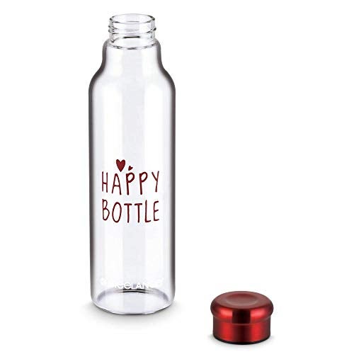 Freelance Happy Bottle Glass Water Bottle, 900 ml Red - Borosilicate Glass Bottle for Fridge - BPA-Free, Leak-Proof Lid for Office, Gym, Outdoors - Eco-Friendly, Reusable Water Bottle Glass - Image 2