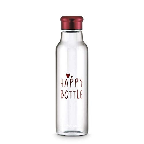 Freelance Happy Bottle Glass Water Bottle, 900 ml Red - Borosilicate Glass Bottle for Fridge - BPA-Free, Leak-Proof Lid for Office, Gym, Outdoors - Eco-Friendly, Reusable Water Bottle Glass - Image 1