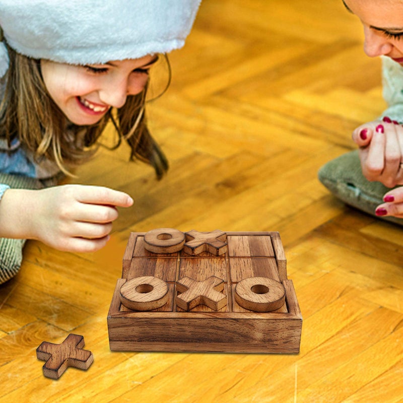 Glintoper Tic Tac Toe & 4 in a Row Tables Game Set, Classic Board Line Up 4 for Living Room Rustic Table Decor and Use as Game Top Wood Guest Room Decor Strategy Board Games for Families - Image 4