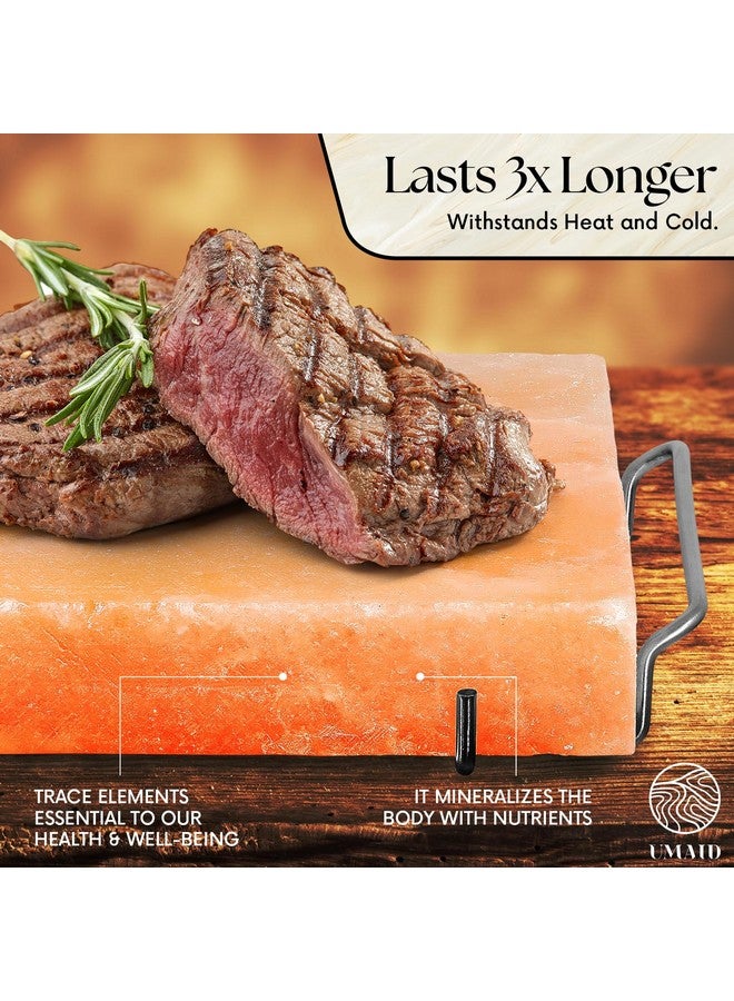UmAid UMAID Himalayan Salt Block For Grilling, Cooking, Cutting and Serving,8X8X1.5 Food Grade Himalayan Pink Salt Stone on Stainless Steel Plate & Recipe Pamphlet, Unique Gifts for Men, Women, Chef, Cooks  - Image 4
