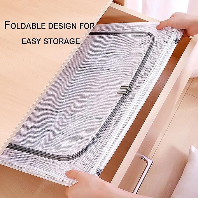 Zerolex Foldable Transparent Under bed Storage Bag for Clothes Box66 Litre Clothes Storage BagFolding Cabinet Boxes Zipper Large Capacity 66 liter Cloth Storage BagMulticolor - Image 4
