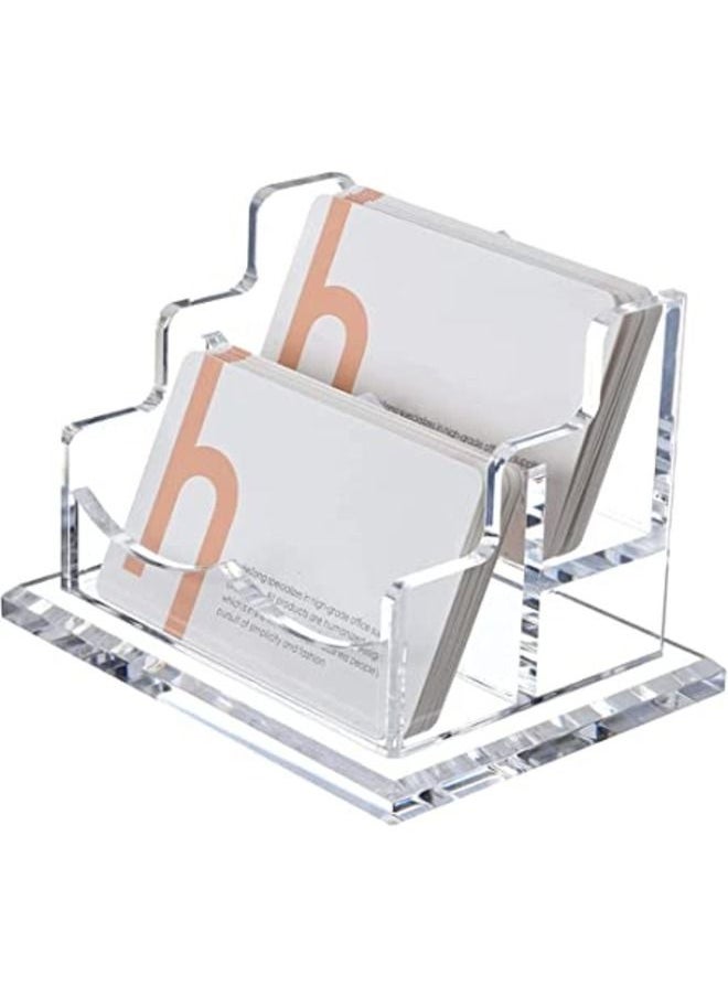 SMARTPOINTS - Acrylic Business Card Holder for Desk Business, Business Card Stand Business Card Display Holder, Clear Plastic Business Card Holder Display Office, Holds 100 Cards (2 Tier, 2 Slots) - Image 1