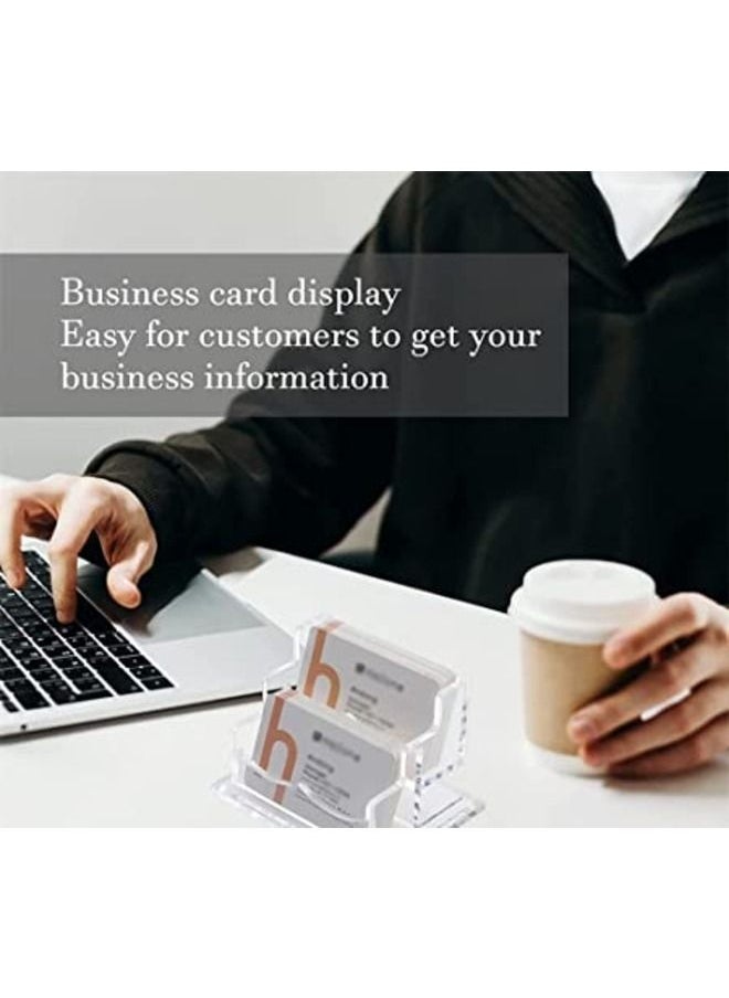 SMARTPOINTS - Acrylic Business Card Holder for Desk Business, Business Card Stand Business Card Display Holder, Clear Plastic Business Card Holder Display Office, Holds 100 Cards (2 Tier, 2 Slots) - Image 1