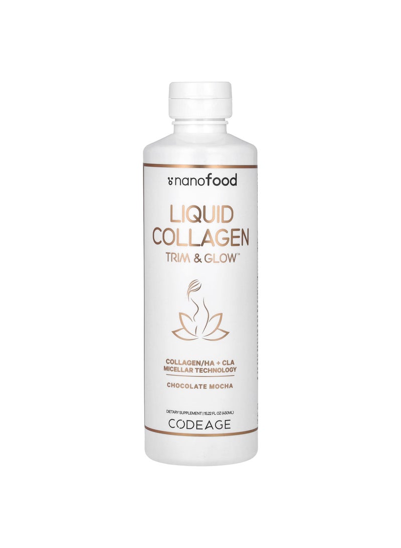 Codeage Nanofood, Liquid Collagen, Trim & Glow, Chocolate Mocha, 15.22 fl oz (450 ml)
