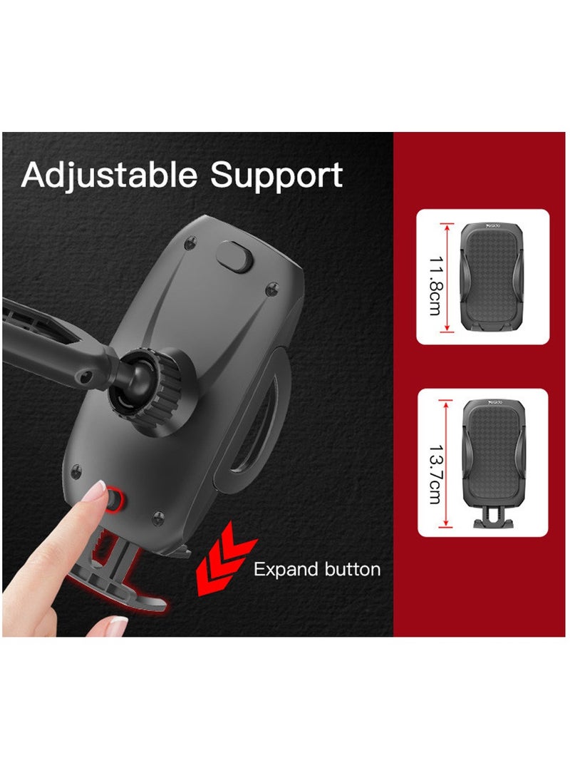 Yesido C111 360 Arm Truck Car Adjustable Mobile Phone Dash Windshield Clip Phone Holder On Dashboard - Black - Image 4
