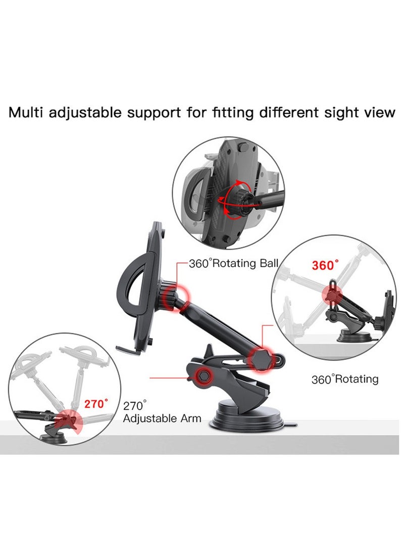 Yesido C111 360 Arm Truck Car Adjustable Mobile Phone Dash Windshield Clip Phone Holder On Dashboard - Black - Image 5