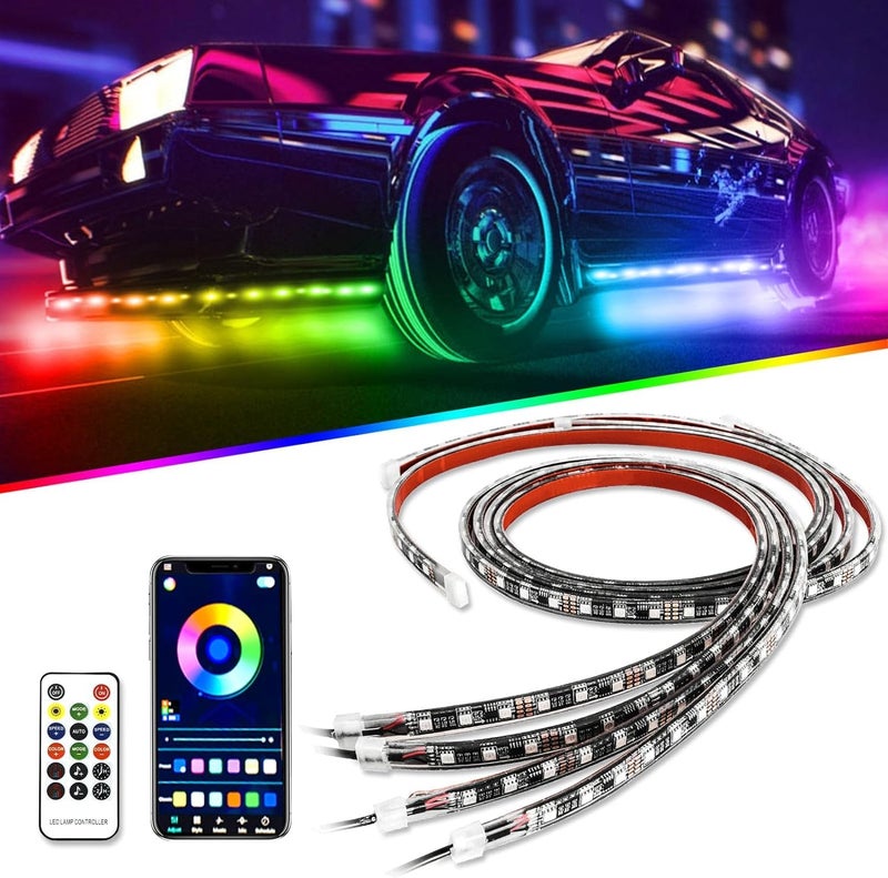 AutoBizarre Car Underglow RGB Multicolor Music Controlled Dream Color Chasing Neon Accent Revolving Colors Underbody LED Strip Lights Kit with App and Remote Control For All Cars, Vans, Suvs, Trucks - Image 1