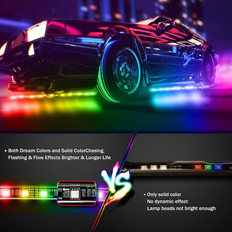 AutoBizarre Car Underglow RGB Multicolor Music Controlled Dream Color Chasing Neon Accent Revolving Colors Underbody LED Strip Lights Kit with App and Remote Control For All Cars, Vans, Suvs, Trucks - Image 3