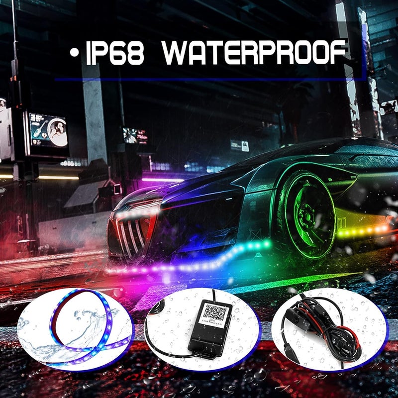 AutoBizarre Car Underglow RGB Multicolor Music Controlled Dream Color Chasing Neon Accent Revolving Colors Underbody LED Strip Lights Kit with App and Remote Control For All Cars, Vans, Suvs, Trucks - Image 5