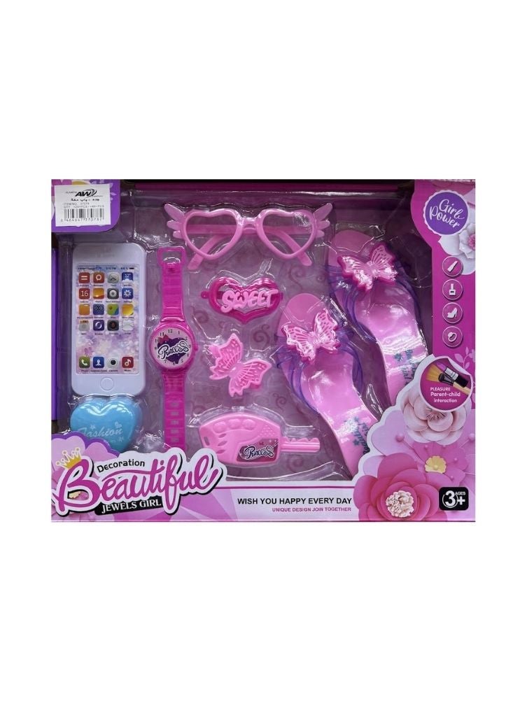 Beautiful Jewels Girl Fashion Set – Pretend Play Makeup, Shoes, Glasses & Phone