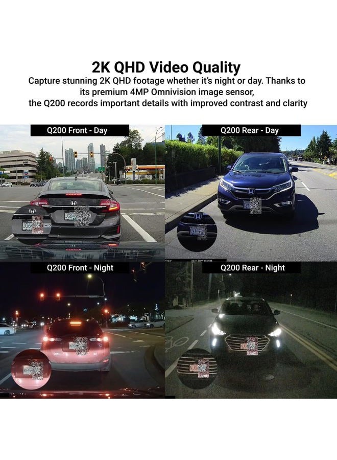 THINKWARE Dual Dash Cam, Q200 Front & Rear, 2K QHD with Super Night Vision 2.0, Parking Mode, Wi‑Fi, ADAS, GPS Optional - Image 2
