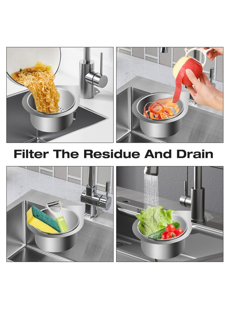 Oasisgalore Stainless Steel Sink Drain Strainer Basket，Hanging Sink Strainer Colander Drain Basket for Food Waste & Veggie Cleaning  - Image 2