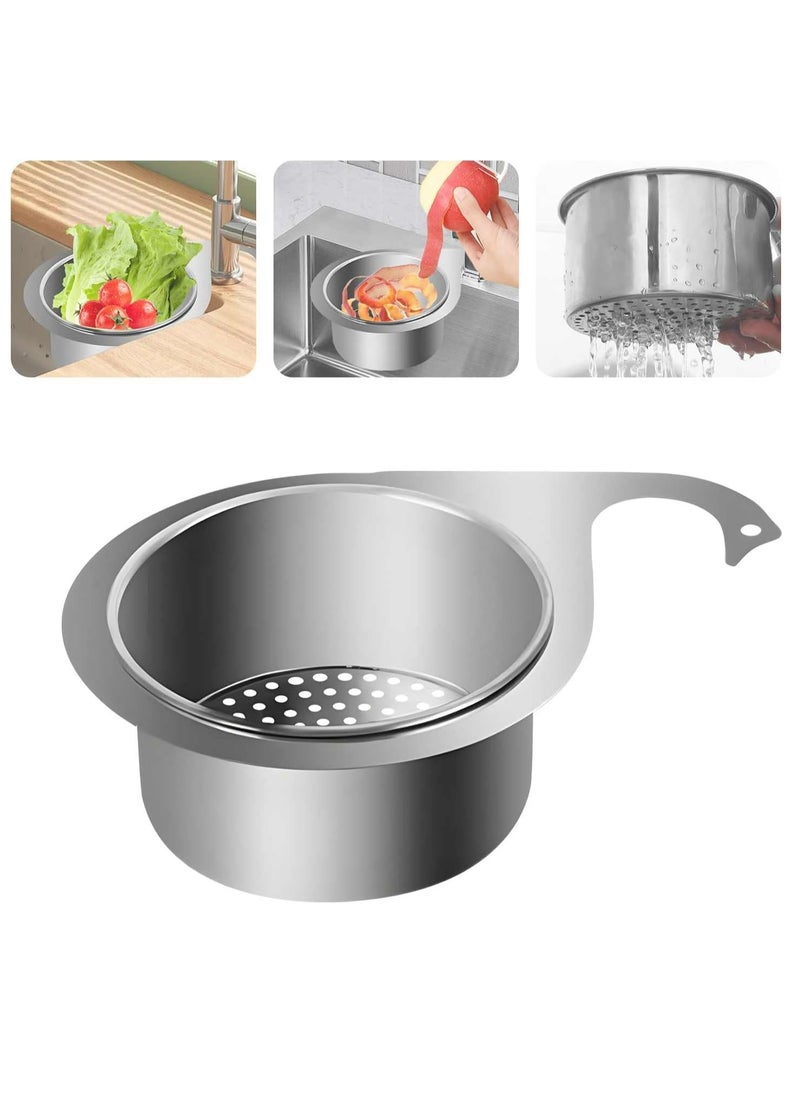 Oasisgalore Stainless Steel Sink Drain Strainer Basket，Hanging Sink Strainer Colander Drain Basket for Food Waste & Veggie Cleaning  - Image 1