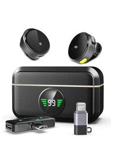 Generic PD Magenetic Mic For iPhone , iPad , Android - with ( Charging Box / Microphone Transmitter / Receiver )  for Video Recording , Interview Vlog - Black  - Image 1