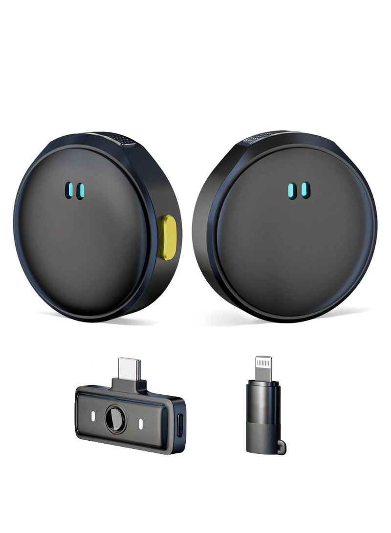 PD Magenetic Mic For iPhone , iPad , Android - with ( Charging Box / Microphone Transmitter / Receiver )  for Video Recording , Interview Vlog - Black - Image 2