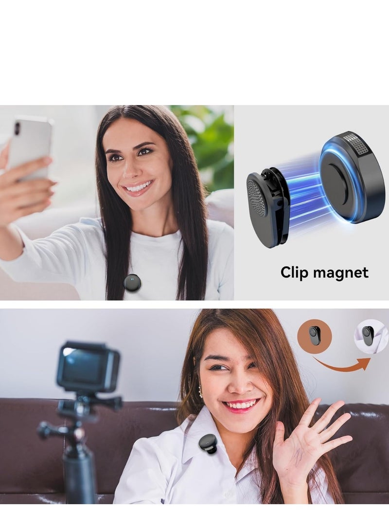 PD Magenetic Mic For iPhone , iPad , Android - with ( Charging Box / Microphone Transmitter / Receiver )  for Video Recording , Interview Vlog - Black - Image 3