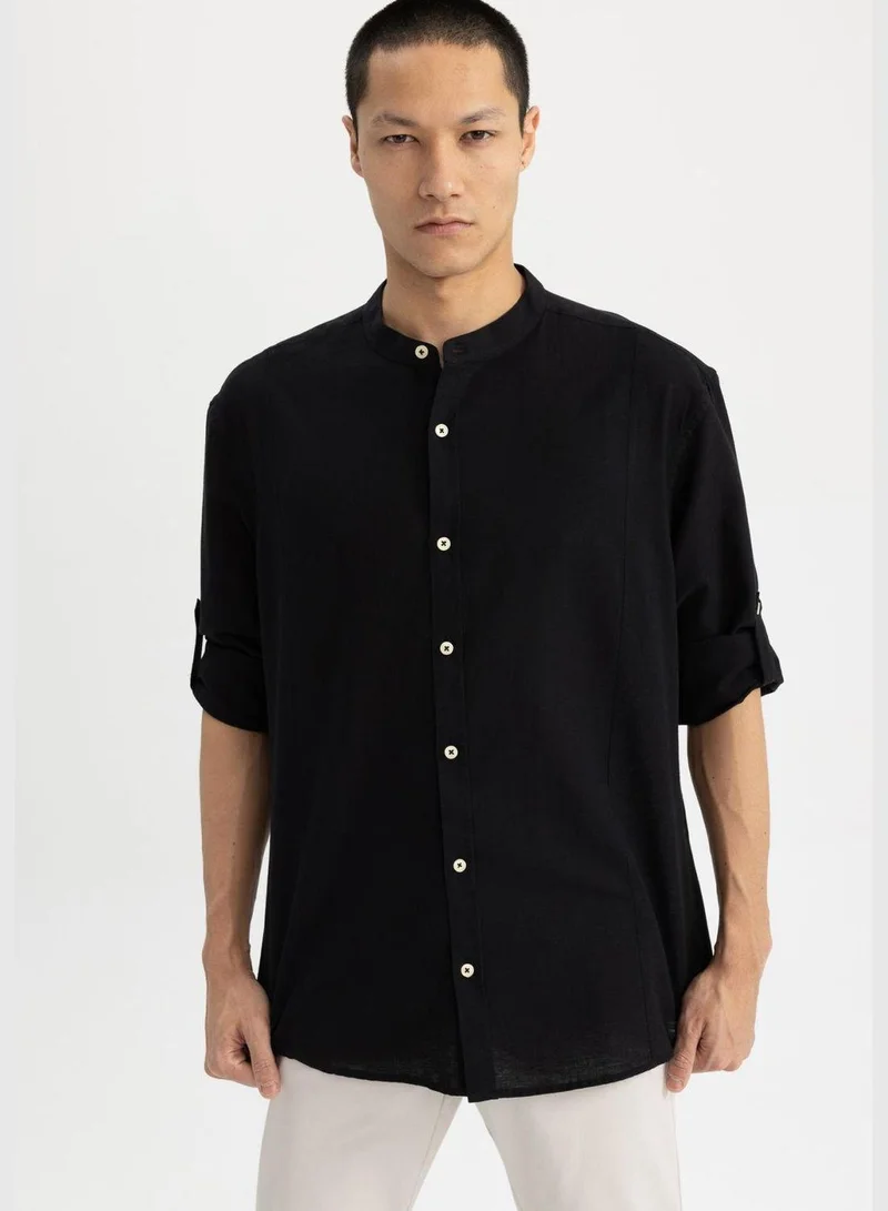 DeFacto Modern Fit Stand Up Collar Long Sleeve Shirt
