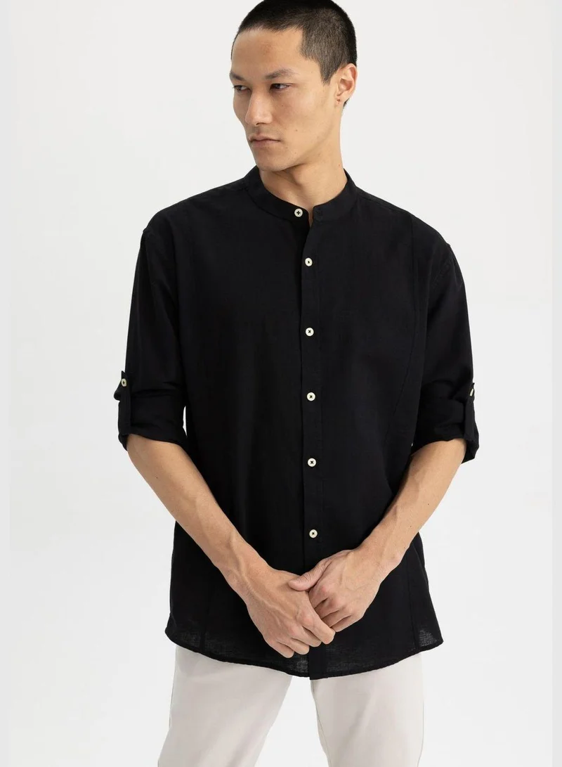 DeFacto Modern Fit Stand Up Collar Long Sleeve Shirt
