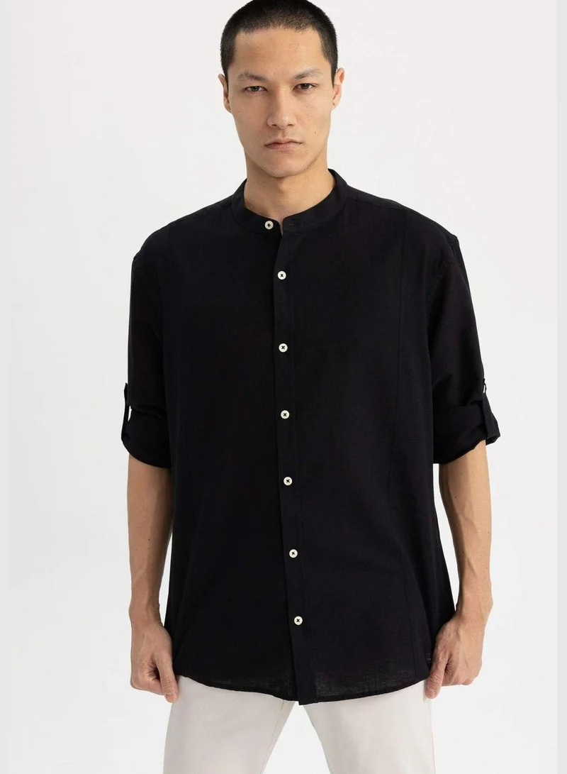 DeFacto Modern Fit Stand Up Collar Long Sleeve Shirt