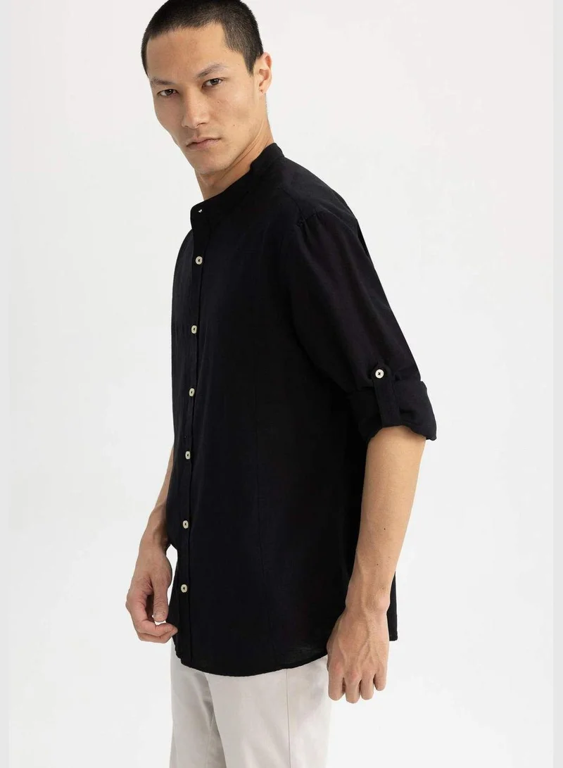 DeFacto Modern Fit Stand Up Collar Long Sleeve Shirt