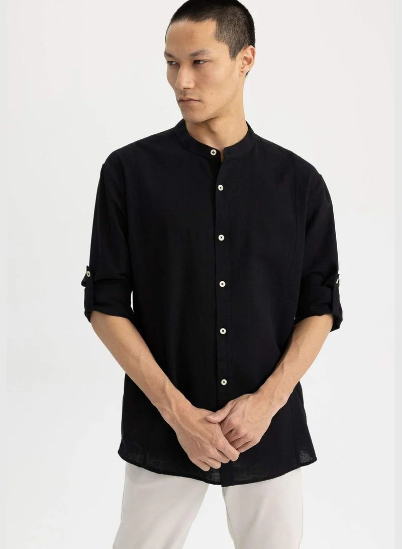 DeFacto Modern Fit Stand Up Collar Long Sleeve Shirt