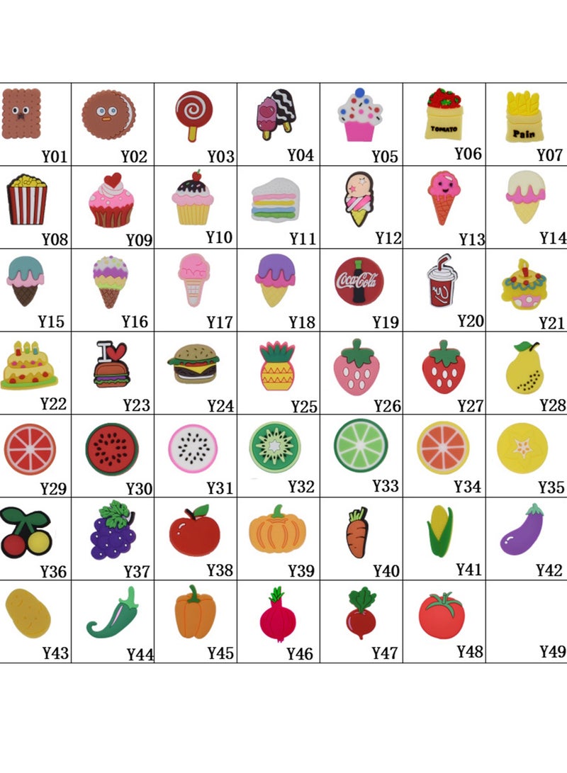 KASTWAVE Crocs Charms, Food Shoe Decoration Charm, Multiple Styles, Food Charms Crocs for Men Women Kids Girl Boy, Buckle Party Favors Birthday Gifts, Children Reward Gifts, 48 Pcs (Not Repeating) - Image 2