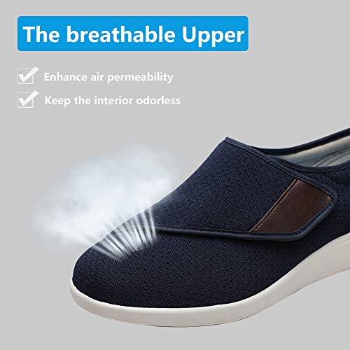 Orthoshoes Womens Stylish Diabetic Shoes with Arch Support,Extra Wide Widths Walking Edema Sneakers Adjustable Strap Easy On/Off with 3 Pairs Insoles Replacement for Support Swollen Feet Navy - Image 4