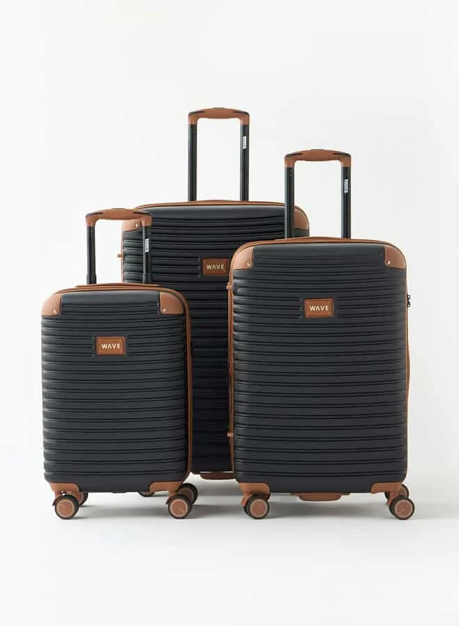 Wave Textured 3-Piece Hardcase Trolley Bag Set with Retractable Handle