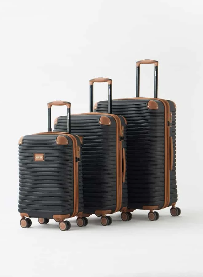 Wave Textured 3-Piece Hardcase Trolley Bag Set with Retractable Handle