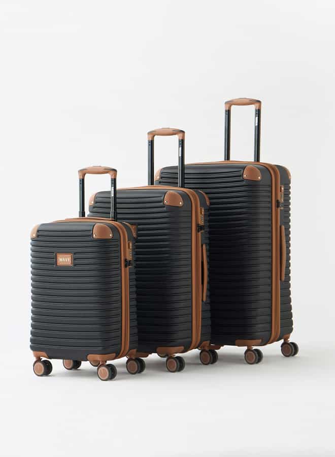 Wave Textured 3-Piece Hardcase Trolley Bag Set with Retractable Handle - Image 2