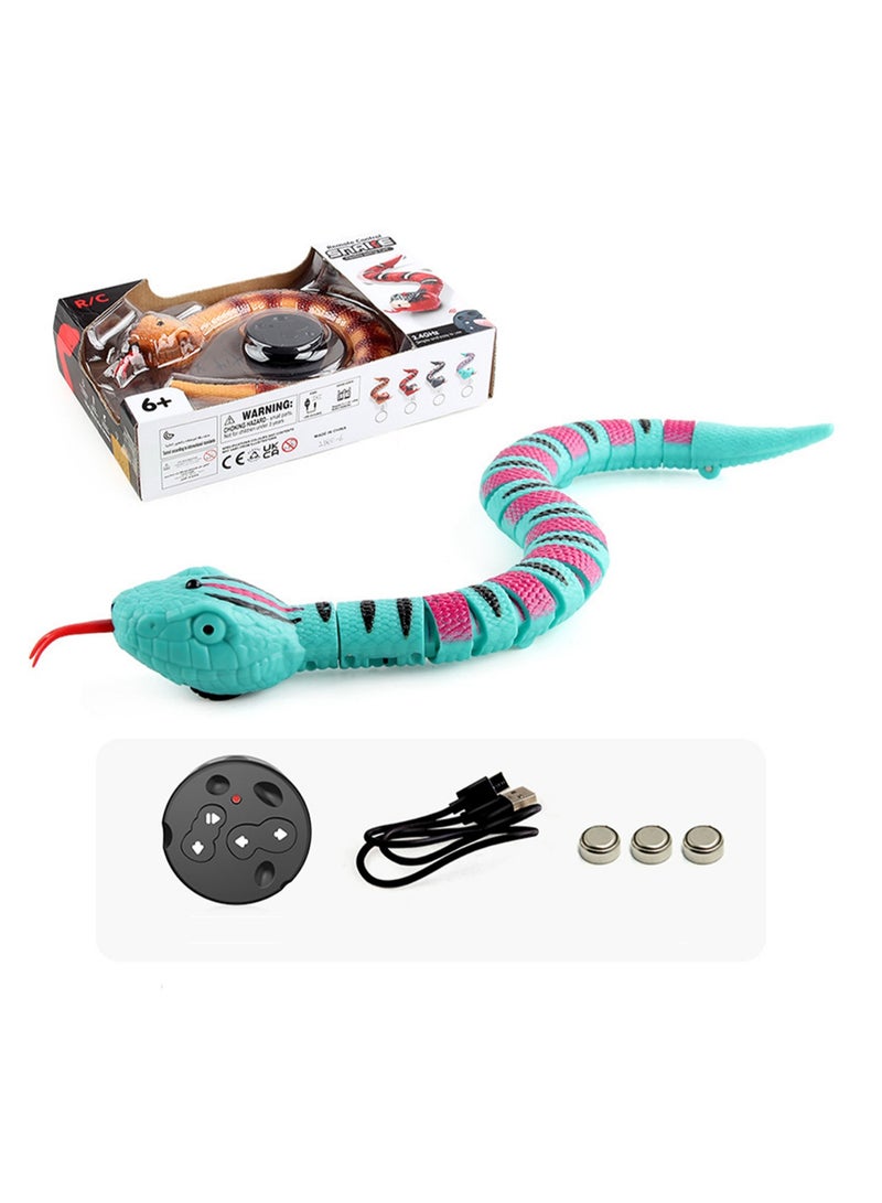 Children'S New And Unique Funny Trick Remote Control Snake Electronic Pet Infrared Remote Control Simulation Electric Toy (Rattlesnake Blue)
