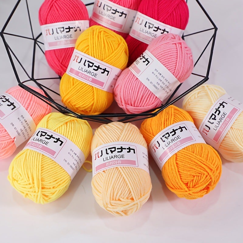 Milk Cotton Wool 4 Strands Cotton Thread 4 Strands Medium Thick Yarn Crochet Hand Diy Hook Doll Flower Diy Crochet Thread - Image 2