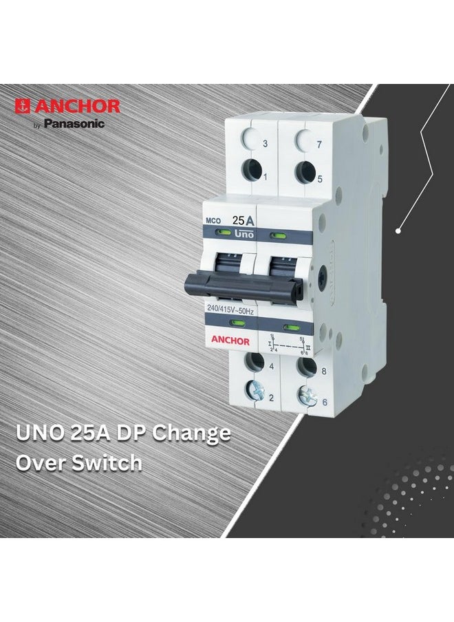 Anchor by Panasonic UNO Series 25 Amp Dual Pole MCB Type Change Over Switch | 2 Pole C Curve MCB (White, 98081)